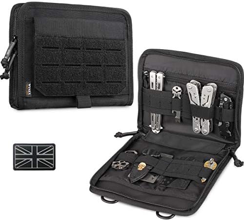 WYNEX Tactical Folding Admin Pouch, Molle Tool Bag of Laser-Cut Design, Utility Organizer EDC Medical Bag Modular Pouches Tactical Attachment Waist Pouch Include UK Flag Patch