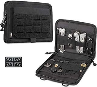 WYNEX Tactical Folding Admin Pouch, Molle Tool Bag of Laser-Cut Design, Utility Organizer EDC Medical Bag Modular Pouches Tactical Attachment Waist Pouch Include UK Flag Patch