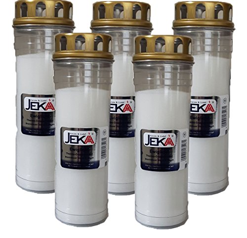 Lot de 5 bougies funéraires thermiques - Double couvercle - Durée de combustion jusqu'à 5 jours