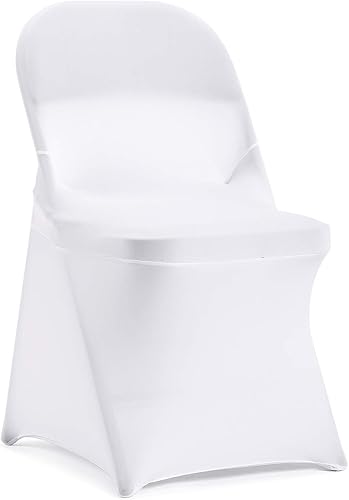 Vista 71 de Funda de silla Peomeise plegable, de elastano para banquete de boda, comedor, evento. Blanco