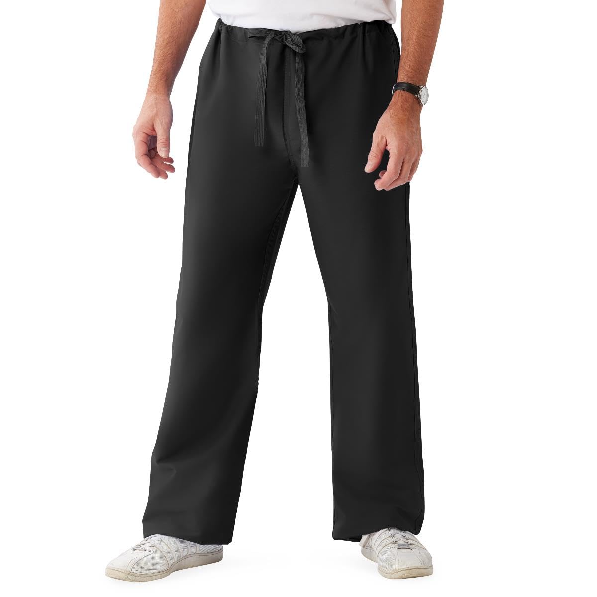 ComfortEase Unisex Reversible Scrub Pants with Drawstring Waist, Black, Regular Inseam, Size XS, Medline Color Code,1,Each,900DKWXS-CM