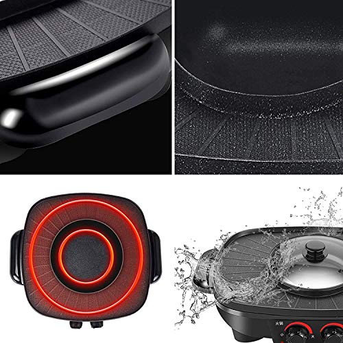 Shelzi BBQ Hot Pot Non-Stick Pan Full-Function Powerful Stove Grill Double Burner Smokeless Round Baking Electric Multi-Function Pot Kitchen and... - Image 6