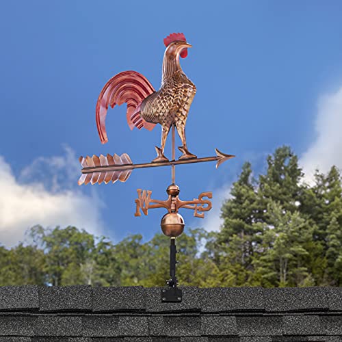 Rooster Weathervane - Pure Copper Hand Finished Multi-Color Patina By Good Directions #TOP5
