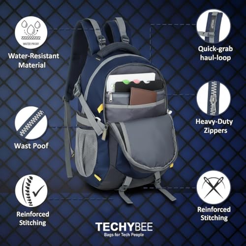 Image of Large 50L Laptop Backpack with Shoe Compartment, Rain Cover, Waterproof Travel Rucksack for Men & Women