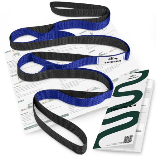 Image of Trideer Stretching Strap with Loops & Leg Lifter, Non-Elastic PT Strap | Leg Lifter Mobility Aid, Non-Elastic PT Stretching Strap, Multi-Loop Grip Control, Home Recovery Support