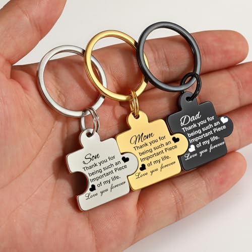 Image of Gifts for Friend Puzzle Key Chain Mens Keychain Stainless Steel Keychains for Men Women Jewelry Gift