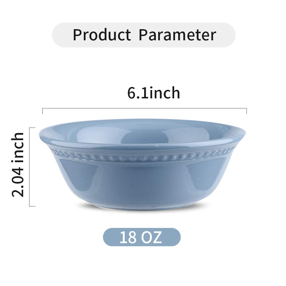 Joyroom Porzellan Müslischalen Set, 530 ml Suppenschalen, Keramik Müslischalen für Haferflocken, Nudeln, Obst, Breit Servierschalen Set, Retro Dot Serie 4er Set (Blue Series)