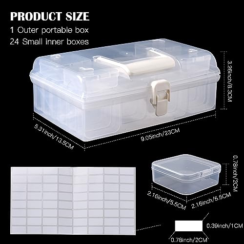 Image of Douorgan Small Bead Storage Containers 28 Pieces Plastic Storage Organizers Portable Art Storage Case Transparent Boxes Jewelry Beads Storage Box(1 Pack)