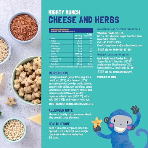 Image of Slurrp Farm Healthy Snacks for Kids | Mighty Puff Choco Ragi, Cheese & Herbs and Tangy Tomato| Not Fried, No Maida | Snack for School Tiffin and Travel-Friendly | 12 x 20g packs