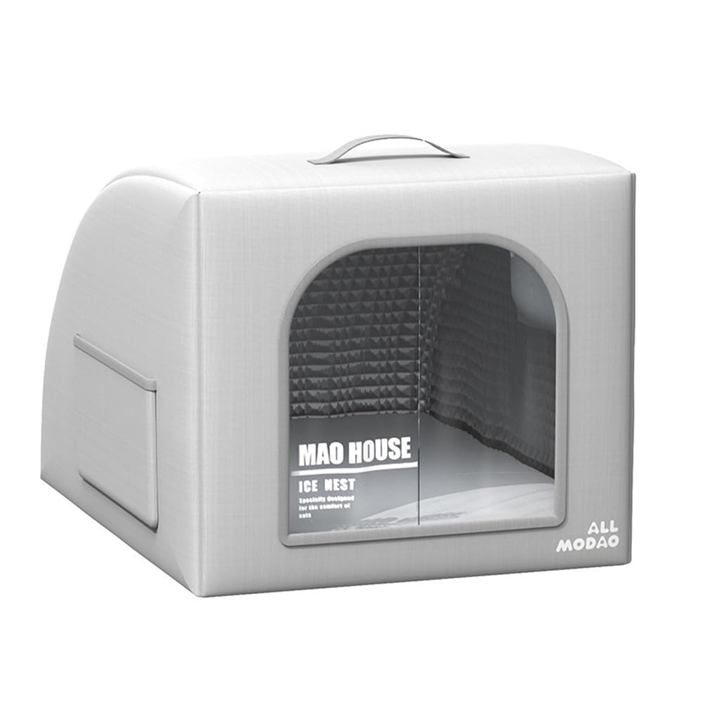 Foldable Weatherproof Insulated Cat Cooling Shelter, Reusable Ice Pack Pet Hideaway Bed, Dual-Use Indoor Outdoor Rest House for Cats Stray Feline Summer Heat Relief