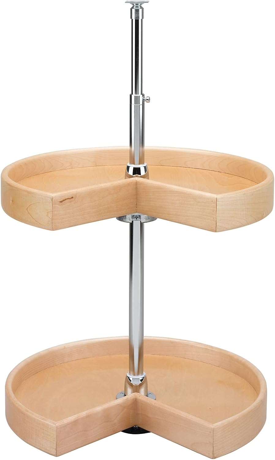 Lazy Daisy Natural Wood Kidney-Shaped-Shaped 2-Shelf Lazy Susans for Corner Wall Cabinets