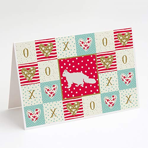 Caroline's Treasures CK5663GCA7P Oregon Rex #2 Cat Love Greeting Cards and Envelopes Pack of 8, Red Blank Cards with Envelopes Whimsical A7 Size 5x7 Blank Note Cards
