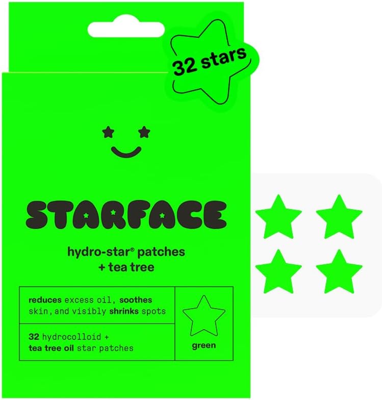 Adesivos hidrocoloides em formato de estrela Starface World Hydro-Star® com tea tree, Pacote com 32 unidades