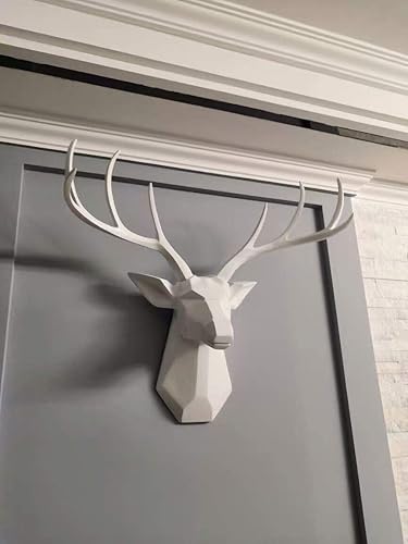 Miniatura 4 de Decoración de pared con cabeza de ciervo  Arte de pared de cabeza de animal de taxidermia sintética, decoración del hogar, cabeza de ciervo de 8