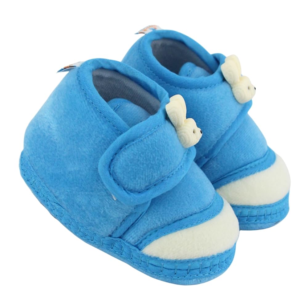 neska moda 6 To 12 Months Baby Boys & Baby Girls Velboa Rabbit Face Blue,White Hook & Loop Shoe Booties-BT5614-picture-26
