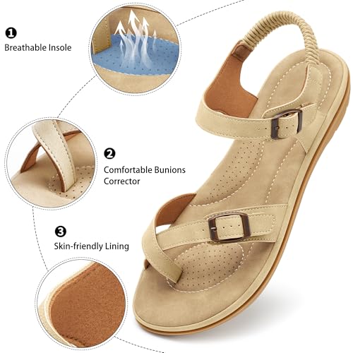 Larwen Womens Casual Comfort Sandals: Cushioned Footbed & Slip-Resistant Outsole for All-Day Walking - Adjustable Buckle & Ankle Elastic Strap for Daily Life Fit - Active Women by Larwen - Used condition - Image 4