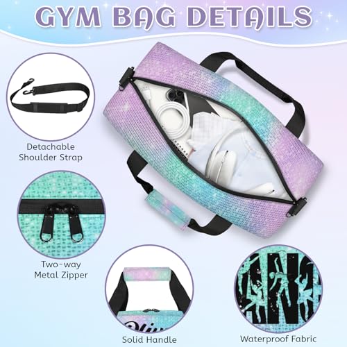 Personalized-Dance-Bag for Girl Custom-Gymnastics-Bag Sport Duffel Bag Ballet Bag Cheerleader Weekender Bags Travel Bag for Kids Dance Girl Glitter4
