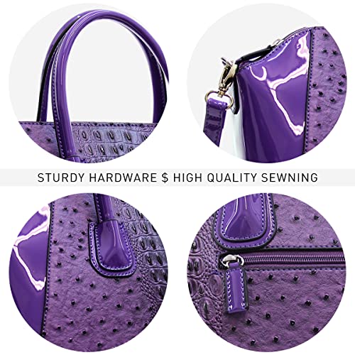 Dasein Pattern Faux Leather Satchel Bag Women Shoulder Bag With Removable Strap (Black) #TOP3