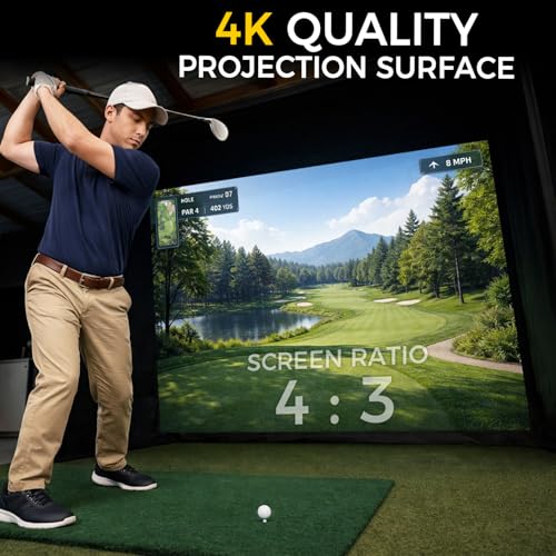 Image of Diandian Golf Simulator Enclosure Kit 10 x 8 ft, 4K-Ready Dual-Layer Projection Impact Screen, Safety Side Netting & Thick Foam Edge Padding for Indoor Home Garage Golf Cage Practice Training