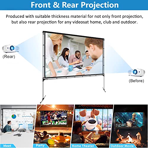 Gzkyylegs Projector Screen With Stand 120 Inch Foldable Portable Movie Screen 16：9 Hd 4K Double Sided Projection Movies Screen With Carry Bag For Indoor Outdoor Home Theater Backyard Cinema Travel #TOP6