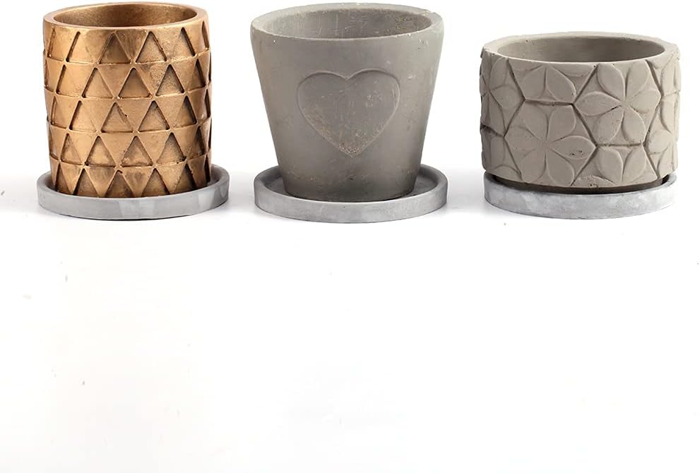 Concrete Planter Mold with Saucers, Flower Plant Pots Modern Decorative Gardening Pot Making Mould for All House Plants, Flowers, Herbs, African Violets, Aloe, Ivy, Colorful