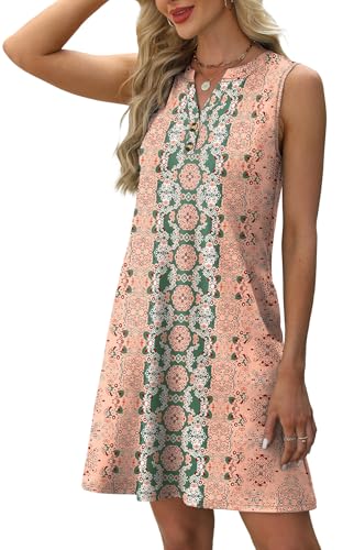 Image of XIEERDUO Summer Dresses for Women 2026 Beach Vacation Clothes V Neck Button Sundresses with Pockets