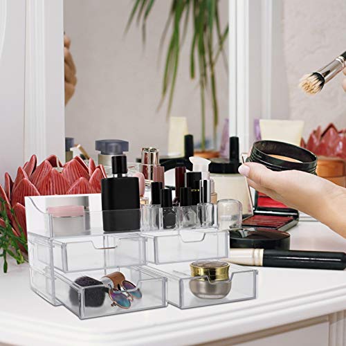 Cabilock Organizador de joias e maquiagem de acrílico para armazenamento de cosméticos e bijuterias