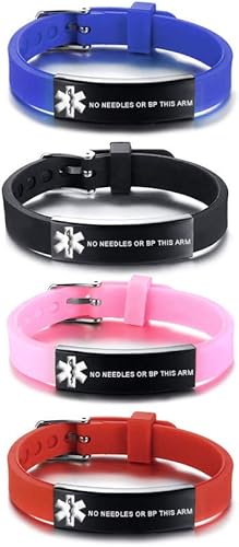 VNOX - Pulseras de identificación y alerta médica para hombres, mujeres y niños, con grabado, malla ajustable de acero inoxidable, para emergencias disponible en Yaxa Peru