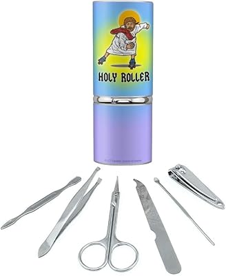 Holy Roller Jesus Roller Skating Funny Humor Stainless Steel Manicure Pedicure Grooming Beauty Care Travel Kit