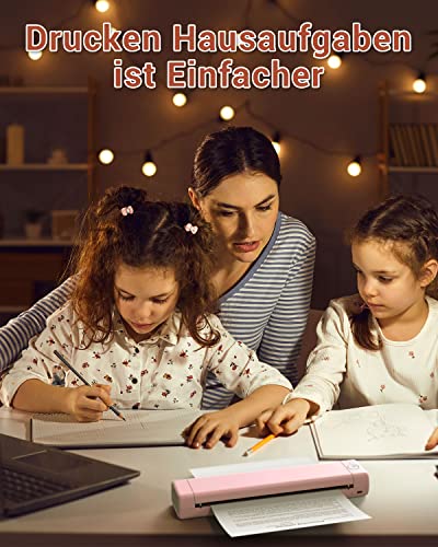 Phomemo M08F Stampante Portatile A4, Stampante Termica Compatibile Con Smartphone Via Bluetooth, Pc Via Cavo Usb, Stampante Da Viaggio Supporta A4 Carta Termica, Rosa - 5