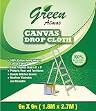 Green Atmos 1 Pack 6 x 9 canvas drop cloth 8 oz cotton super heavy duty eco friendly all purpose painting interior paint shield floor furniture protector cotton duck fabric
