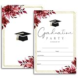 FujLoy 20 Cards with Envelopes, graduation party invitations 2026, 2026 College, High School, University Grad Celebration.（BT5） (Red-087)