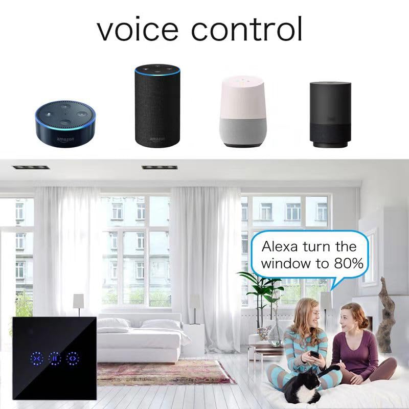 Interruttore Tapparelle Wifi, WiFi Smart Turga Blind Switch Regolazione percentuale per tapparello a rulli elettrici motorizzato motore tapparelle 10A Interruttore Tapparelle Avvolgibile Wifi(Black)