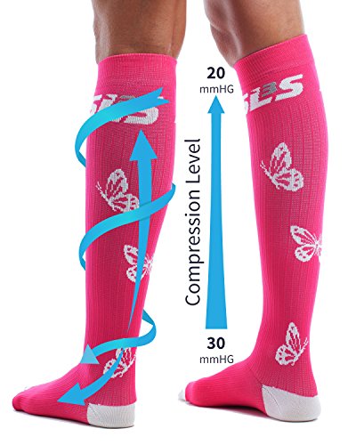 SLS3 Women Graduated Compression Socks Nurses - Travel Compression Socks Women 3 Pack