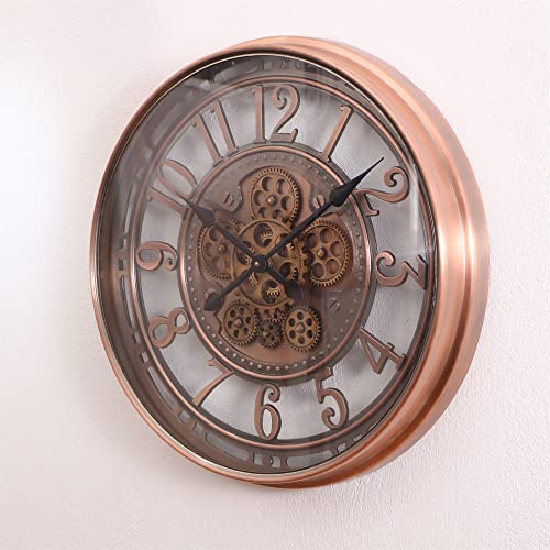 Infinity Time Real Moving Gears Modern, 21 Inch Industrial Steampunk Large Big Metal Gold Wall Clock For Living Room Decor, Office, ,Antique Bronze Copper,Arabic Numerals #TOP6