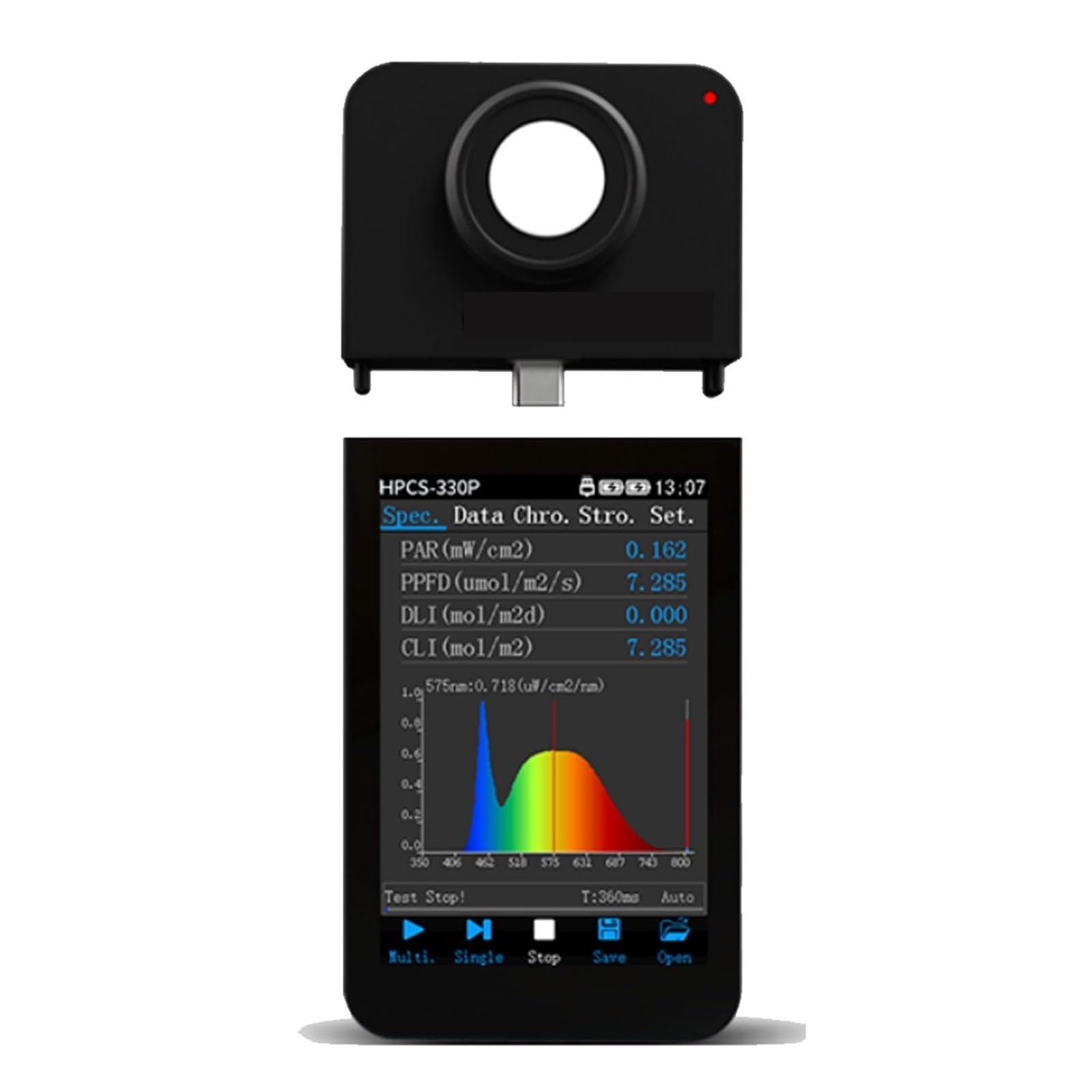 JVDDI Portable Light Spectrometer HPCS310P HPCS330P PPFD Light PAR DLI Meter Flicker Test CCT Meter Ra Tester(HPCS310P no screen)