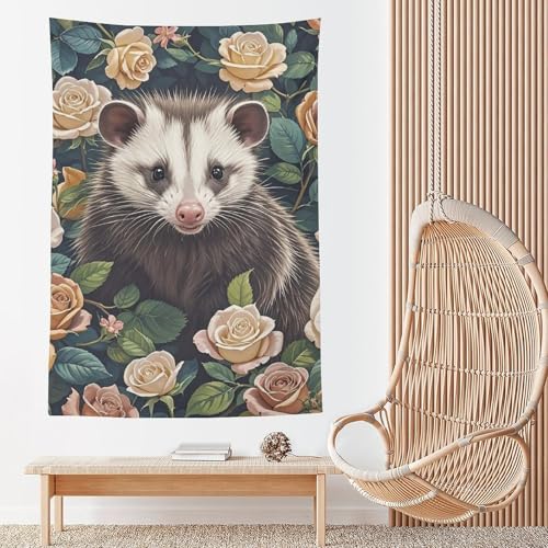 Tapisserie murale vintage opossum grand format couverture tissu décoration chambre salon