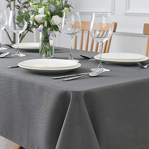 Image of maxmill Rectangle Textured Tablecloth Waterproof Spillproof Wrinkle Free Table Cloth, Kitchen Dining Tabletop Decoration, Fabric Table Cover for Outdoor and Indoor Use, 52 x 70 Inch, Charcoal