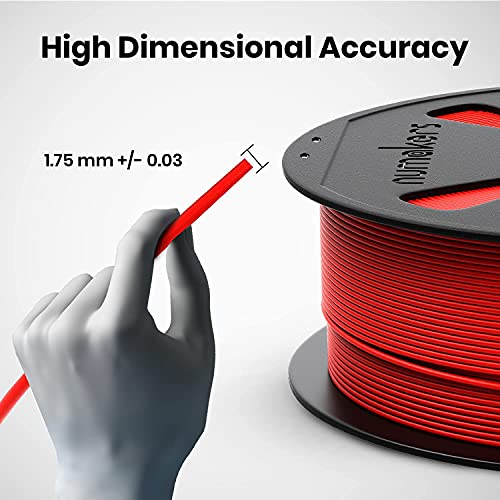 Image of NUMAKERS PLA+ 3D Printer Filament, 1.75mm Red, Dimensional Accuracy + /- 0.03 mm, 1 kg Spool (2.2 lbs), Compatible with Most FDM Printers (Red)