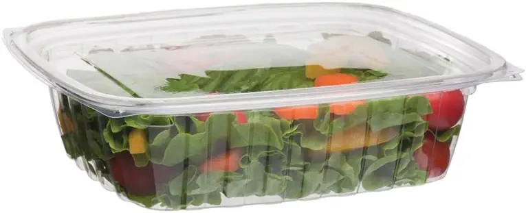 Eco-Products Clear Disposable Rectangular Deli Container with Lid, Eco-Friendly Compostable PLA Plastic Food Container, 24 oz, Case of 200