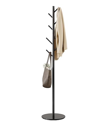 Coat Rack with 8 Hooks, 3 Adjustable Heights, Modern Hall