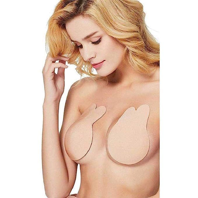Women's Silicone Push Up Breast Lift Tape Invisible Adhesive Nipple Covers Stickers Reusable, Comfortable (Beige) (Set of 1)-image-36