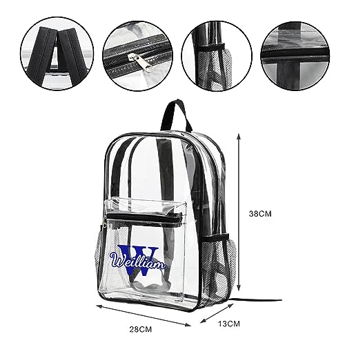 Personalized Name Clear Backpack, Heavy Duty PVC Clear Backpack,Custom Name Transparent Backpack,Personalized Monogram backpack, Travel Bags, Style-012