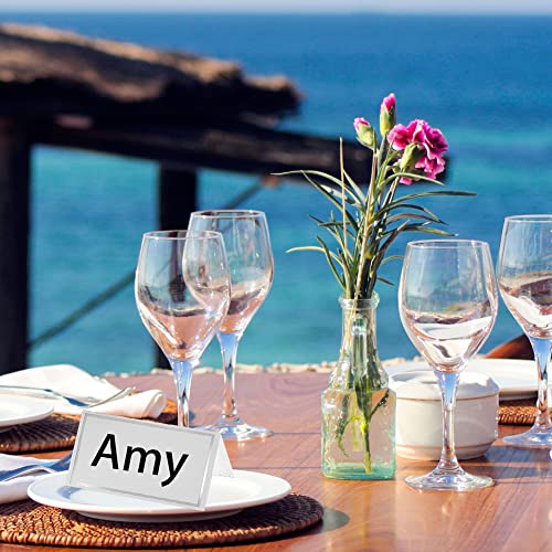 50 Pieces Place Cards, Name Cards for Table Setting Table Place Cards, White Cardstock with Silver Foil Edge - Image 4