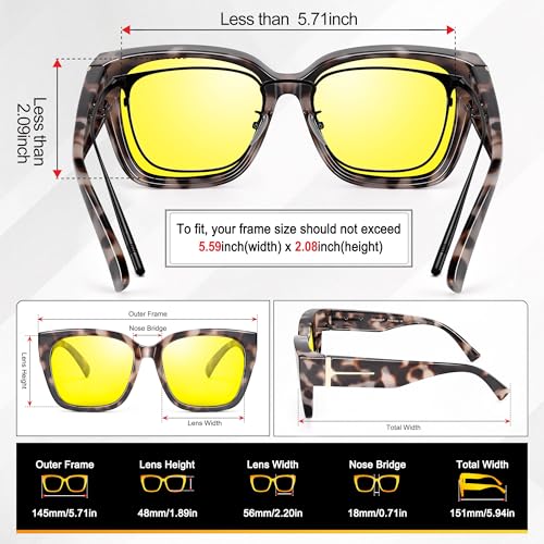 Image of URUMQI Night Driving Glasses Polarized Fit Over Night Vision Glasses Women