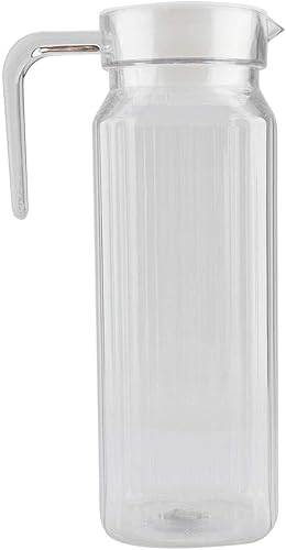 Yctze - Jarra pequeña de vidrio transparente de acrílico, botella de jugo a rayas, agua fría, con tapa para bar y hogar (37.2 fl oz) disponible en Yaxa Peru