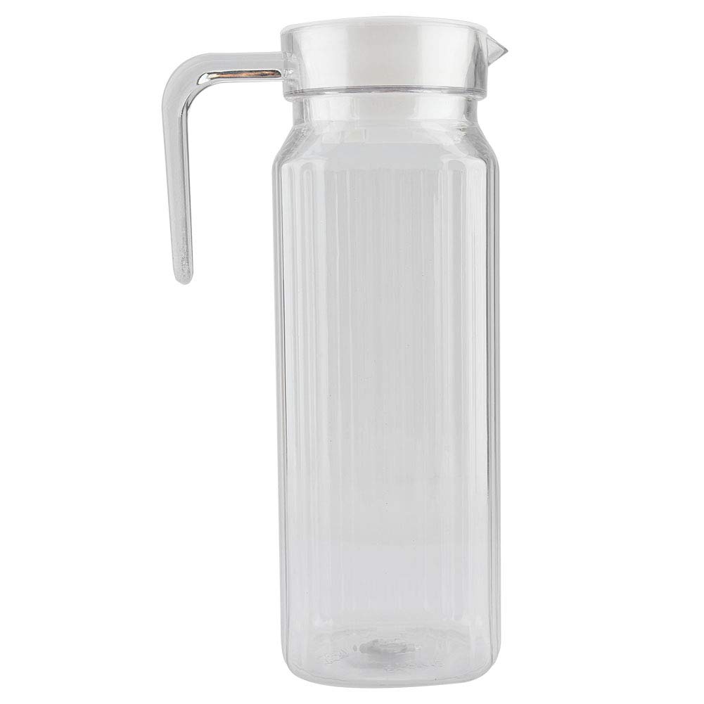 Acrylic Beverage Drink Pitcher, Transparent Water Fridge Pitcher Drink Bottle Striped Water Ice Cold Drink Jug with Lid for Lemonade, Iced Tea, Milk, Beverages(1100ml-Color: Transparent)
