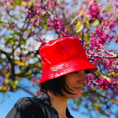 Chapeau de pluie imperméable et résistant en vinyl rouge taille L anti-vent