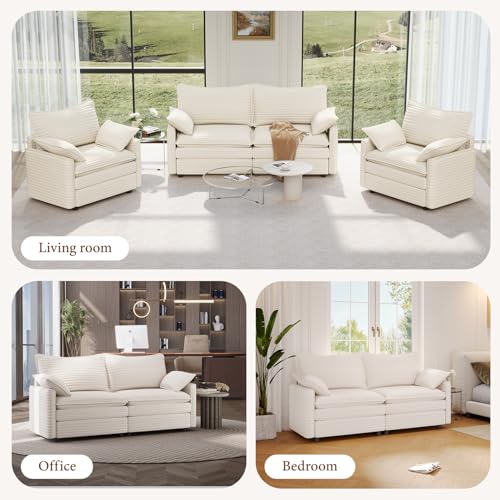 Vesgantti 74" Sectional Cloud Couch, Deep Seat Loveseat Sofa, Beige - image 4