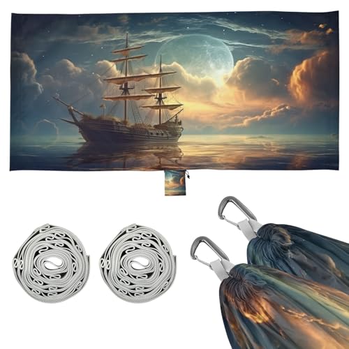 SDMKA Sailing Ship Camping Hammock, 330 lbs with 2 Tree Straps, Carry Bag, Single Portable Hammock for Outdoor/Indoor, Hiking, Beach, Backpacking, Travel